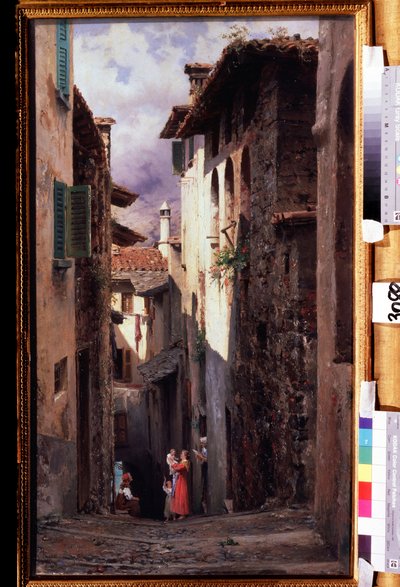 "Scene de rue a Bellagio en Italie"" Peinture de Feodor Andrejevič Bronnikov (1827-1902) 1875 Státní Treťjakovská galerie, Moskva od Fedor Andreevich Bronnikov