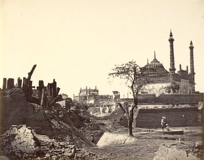 Baterie poblíž Begum Kotie. Druhý útok sira Colina Campbella v březnu 1858 od Felice Beato