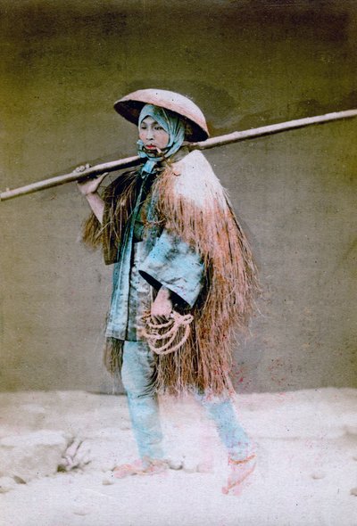 Coolie v zimních šatech, Japonsko, 1882 od Felice Beato