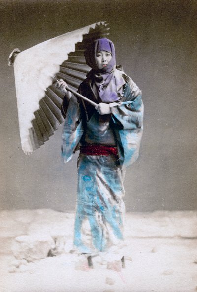 Museme, žena v zimním kostýmu, Japonsko, 1882 od Felice Beato