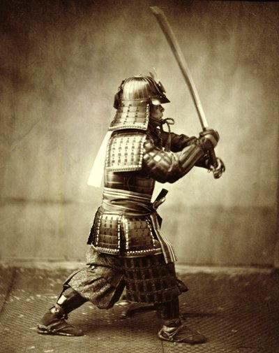 Samuraj se zdviženým mečem, c1860 od Felice Beato
