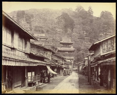 Temple Street, čtvrť Native Town, Nagasaki od Felice Beato