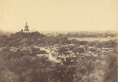 Pohled na zahrady a buddhistický chrám, Pekin, říjen 1860 od Felice Beato