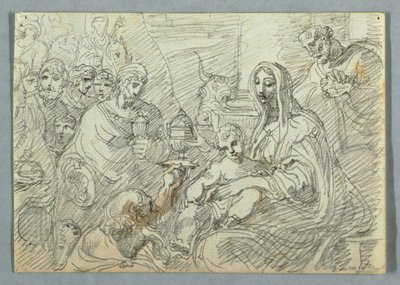 Studium Klanění tří králů po Lodovico Carracci od Felice Giani