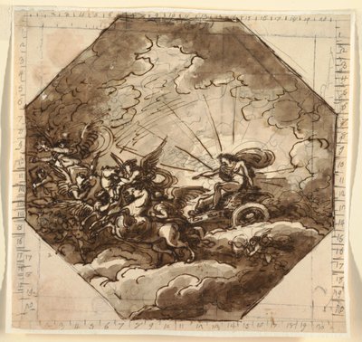 Apollo ve svém voze s Aurorou, Ottogonale Room, Palazzo Milzetti, Faenza od Felice Giani