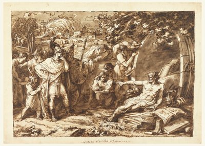 Kresba, Alexandr Veliký a Diogenes od Felice Giani