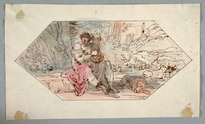 Kresba, Apollón hlídá stáda krále Admeta, 1780-1800 od Felice Giani