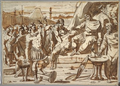 Kresba, Caius Mucius Scaevola a Porsena, 1800-1820 od Felice Giani