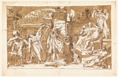 Kresba, Hádes; Persefona v podsvětí (Obětování Proserpině), asi 1820 od Felice Giani