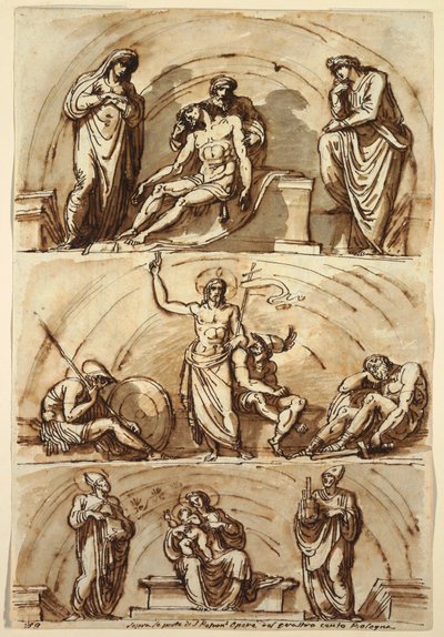 Kresba, Studie podle lunet, 1814 od Felice Giani