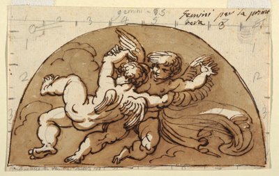 Gemini, Luneta pro strop, osmiúhelníkový pokoj, Palazzo Milzetti, Faenza od Felice Giani