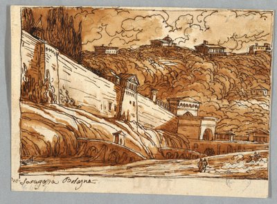 Strana skic, Folio 57: Studium po Porta di Saragossa v Bologni; Verso, Architektonické detaily od Felice Giani
