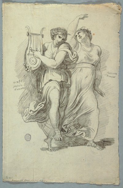 Terpsichore, múza tance a Erato, múza milostné poezie od Felice Giani