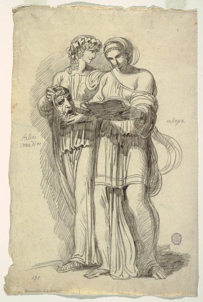 Thalia, múza komedie a Calliope, múza epické poezie od Felice Giani