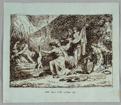 Thetis ponořil Achilla do řeky Styx od Felice Giani