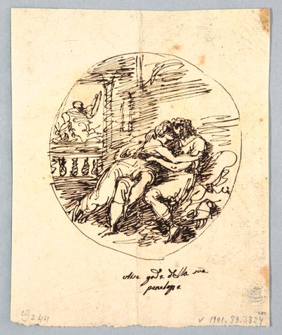 Ulysses a Penelope se objímají od Felice Giani