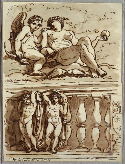 Venuše a Cupid, studie po Annibale Carracci od Felice Giani