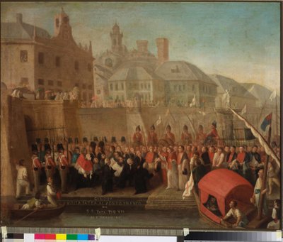 Návštěva svobodného přístavu Janov od H.S. Papež Pius VII, kolem roku 1818 (olej na plátně) od Felice Guascone