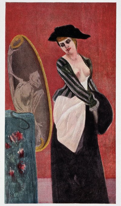 The Demon of Covettery: monstrózní odraz ženy, která se na sebe dívá v zrcadle, „Felicien Rops“ od Rudolfa Kleina. od Félicien Rops