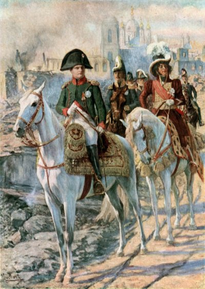 Napoleon uprostřed ruin Smolenska od Felicien baron de Myrbach Rheinfeld