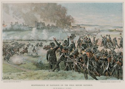 Znovuobjevení Napoleona na poli před Ratisbonem od Felicien baron de Myrbach Rheinfeld