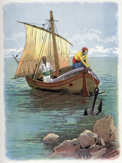 Robinson Crusoe uteče ze zajetí. od Felicien baron de Myrbach Rheinfeld