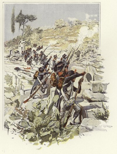 Vojáci mezi ruinami Nicopolis od Felicien baron de Myrbach Rheinfeld