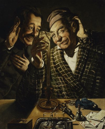 Hráči při svíčkách - Gambleři při svíčkách od Peczarski, Feliks (1804-1862). Olej na plátně, rozměr: 75,5x62 od Feliks Peczarski