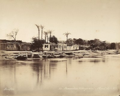 Alexandrie, Egypt: arabská vesnice na břehu Nilu od Félix Bonfils