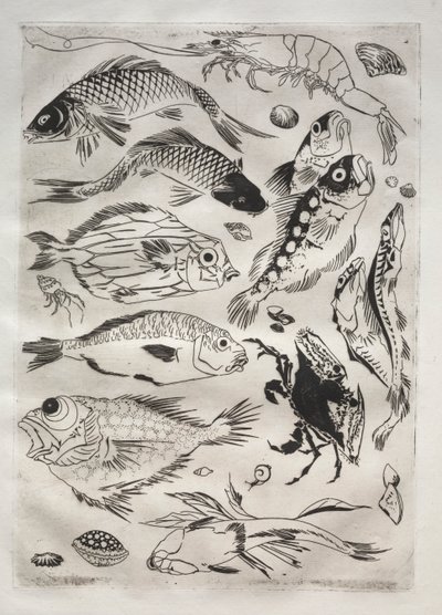 Večeře (servis Rousseau): Ryba (č. 24) od Felix Bracquemond