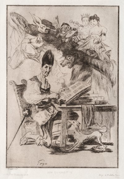 Don Quichote, podle Goyi od Felix Bracquemond