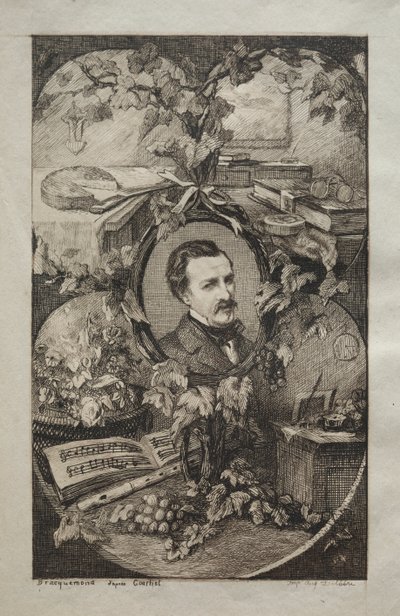 Frontispis pro „New Works of Champfleury, The Friends of Nature:“ Portrét Champfleury, podle Gustava Courbeta od Felix Bracquemond