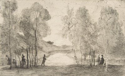 Jezero Bois de Boulogne, kolem roku 1858. od Felix Bracquemond