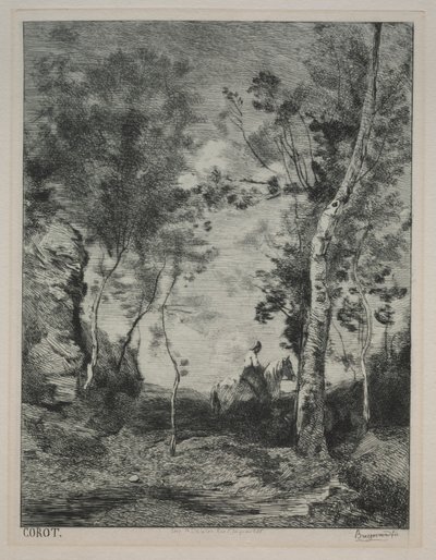 Krajina neboli Bílý kůň po Corotovi od Felix Bracquemond