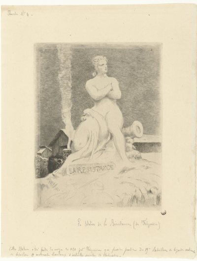 Socha La Résistance (odboj) Alexandra Falguièra a vojáků během obléhání Paříže La Resistance Siège de Paris en 1870 (název série) od Felix Bracquemond