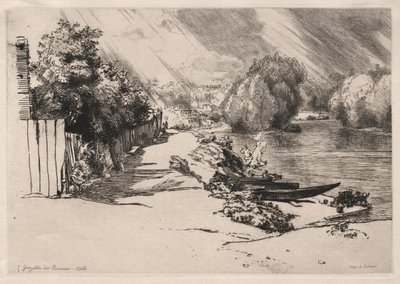 Seina v Bas-Meudon s ostrovy Seguin a Mottiaux, 1868. od Felix Bracquemond