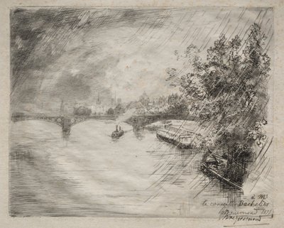Pohled na most Saint-Pères, 1877. od Felix Bracquemond