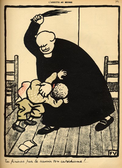 Kněz bije chlapce, z 