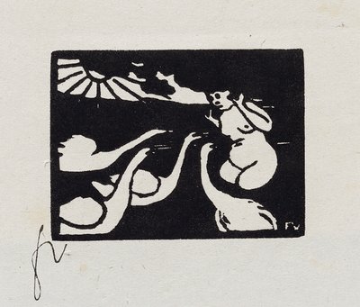 Bather with Swans, X z "Les Petites Baigneuses", 1893 od Felix Edouard Vallotton