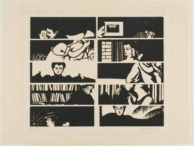 Storno list, fragmenty deseti dřevěných bloků z Intimností od Felix Edouard Vallotton