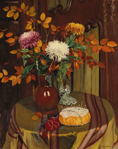 Chryzantémy a podzimní fólie; Chryzantémy a podzimní listí, 1922 od Felix Edouard Vallotton