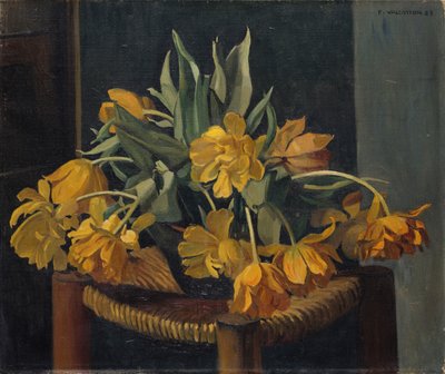 Dvojité žluté tulipány na proutěném křesle, 1923 od Felix Edouard Vallotton