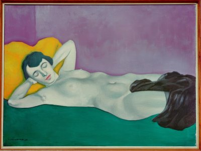 Žena spí na zeleném koberci od Felix Edouard Vallotton