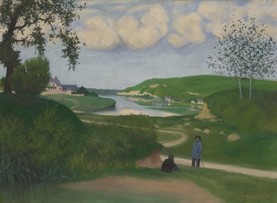 Krajina s řekou a dvěma postavami od Felix Edouard Vallotton