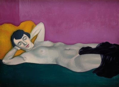 Žena ležící před fialovým pozadím. 1924 od Felix Edouard Vallotton