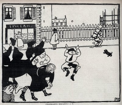 Krásné děti! (hej, skláři...) kresba Felixe Vallottona (1865-1925) v "Le rire" z roku 1898 - soukromá sbírka od Felix Edouard Vallotton