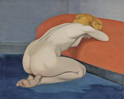 Nahá žena klečící před červeným gaučem, 1915 od Felix Edouard Vallotton