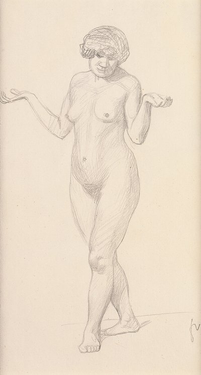 Stojící nahá čelem dopředu od Felix Edouard Vallotton