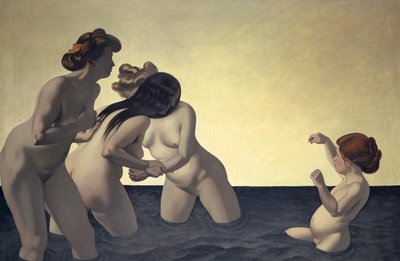 Tři ženy a jedna holčička si hrají ve vodě, 1907. od Felix Edouard Vallotton