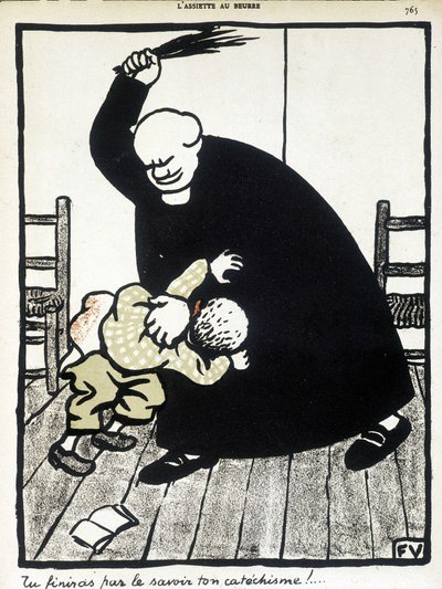 Zjistíš svůj katechismus. - „Křesťanská škola“ od Félixe Vallottona v „L’Assiette au Butter“, březen 1902. od Felix Edouard Vallotton